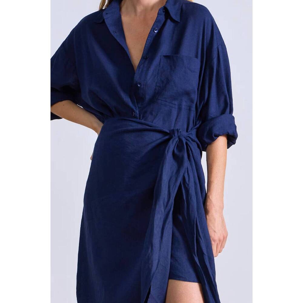 NEW APIECE APART alessandra sarong shirtdress in navy - Picture 6 of 6
